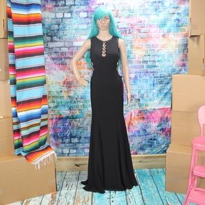 JVN JOVANI Laced Up & Cut Out BLACK Gown #JVN45670